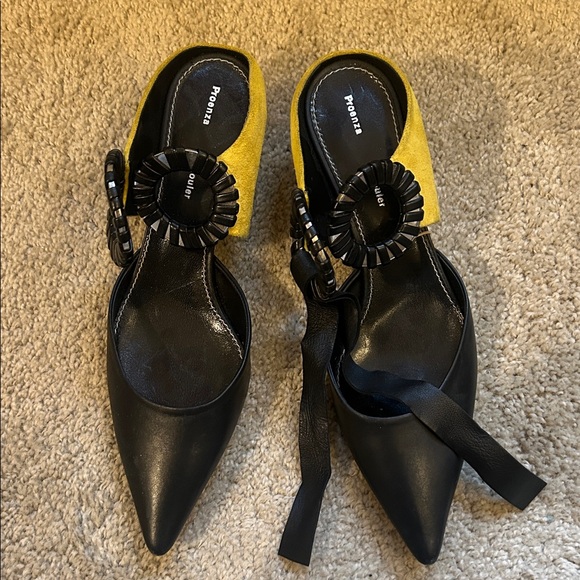 Proenza Schouler Leather and Suede Black and Yellow Women\'s Shoes